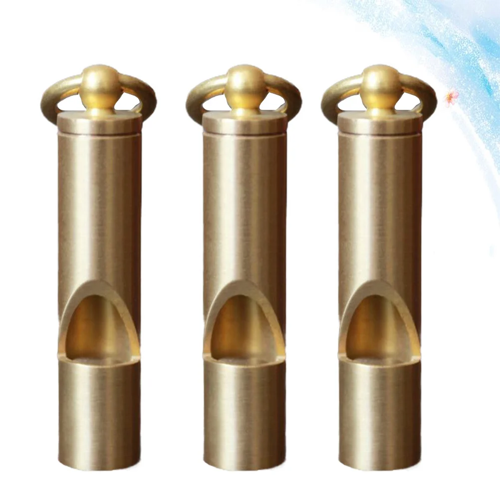 3 قطعة صفارات النحاس النحاس النقي خمر بقاء المشي لمسافات طويلة التخييم الرياضة المفاتيح قلادة النحاس صافرة #3