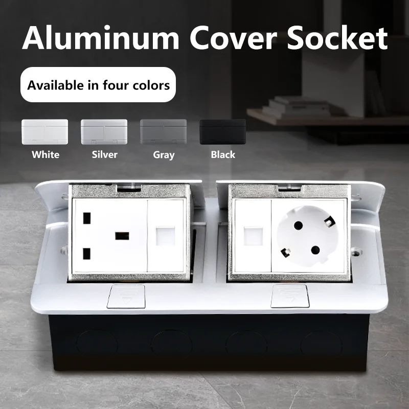 EU/RU/KR Pop-Up Socket Built-in Outlet Top Hidden Floor Socket Desktop Outlet with USB HDMI Socket in The Countertop 120x220mm