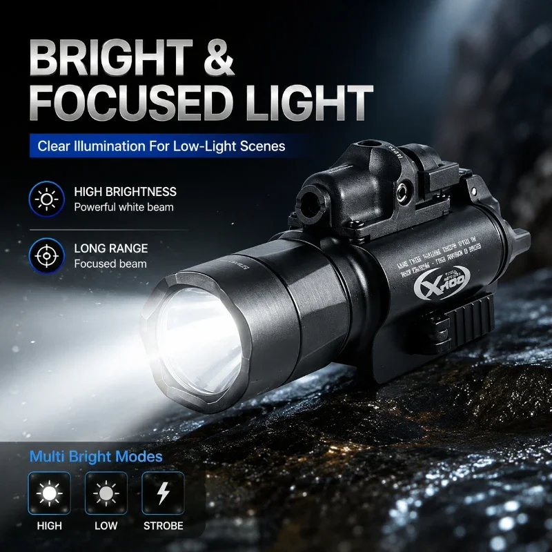Full Aluminium X400U Bright Flashlight One Step Quick Remove Under Rack Adjustable Light Calibration