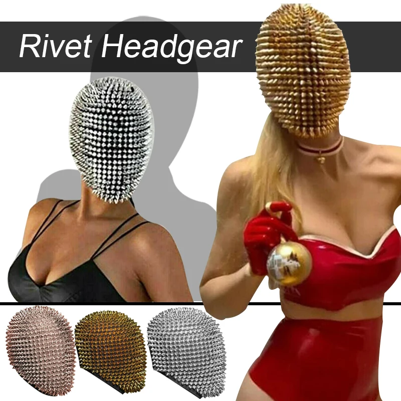 

Nightclub Rivet Headgear Black Rhinestone Hat GoGo Dance Wear Party Dress Bar Performance Hair Ornaments Accessories