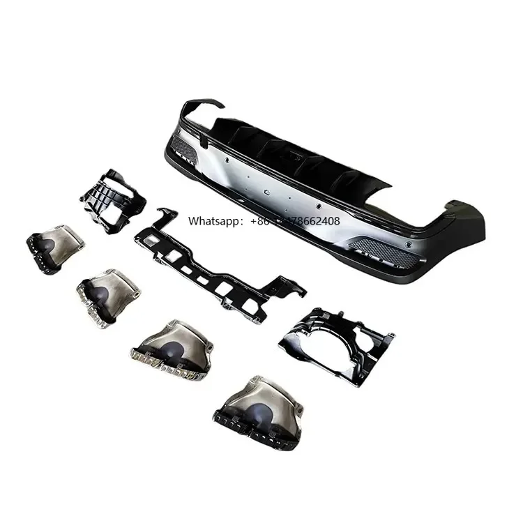 GLE63 Style Rear Diffuser With Silver Black Tips for  X167 GLE  2019-2022