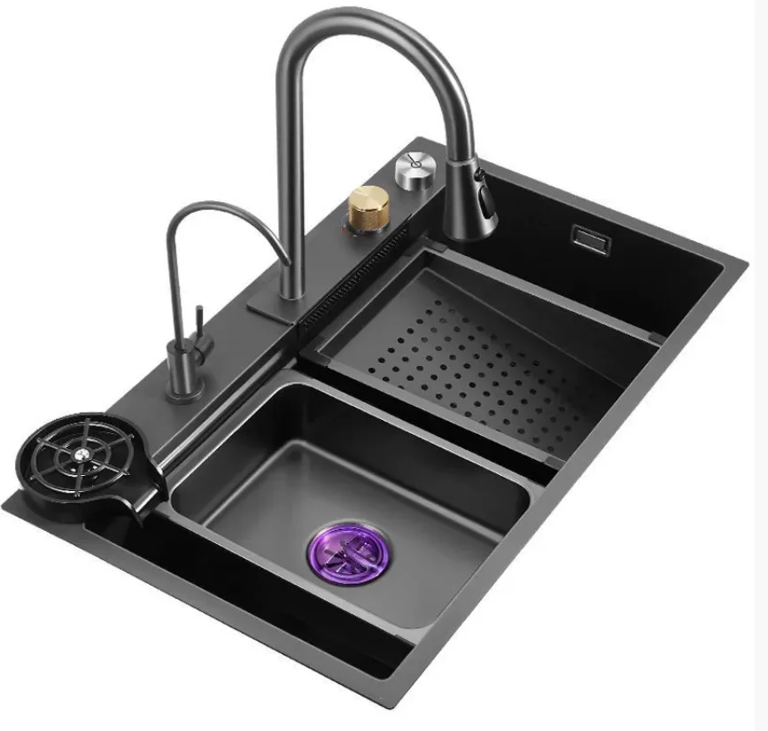 

Kitchen Stainless Steel Large Sink, Vegetable Basin, Sink, Integrated Honeycomb Thickened Rainwater Sink