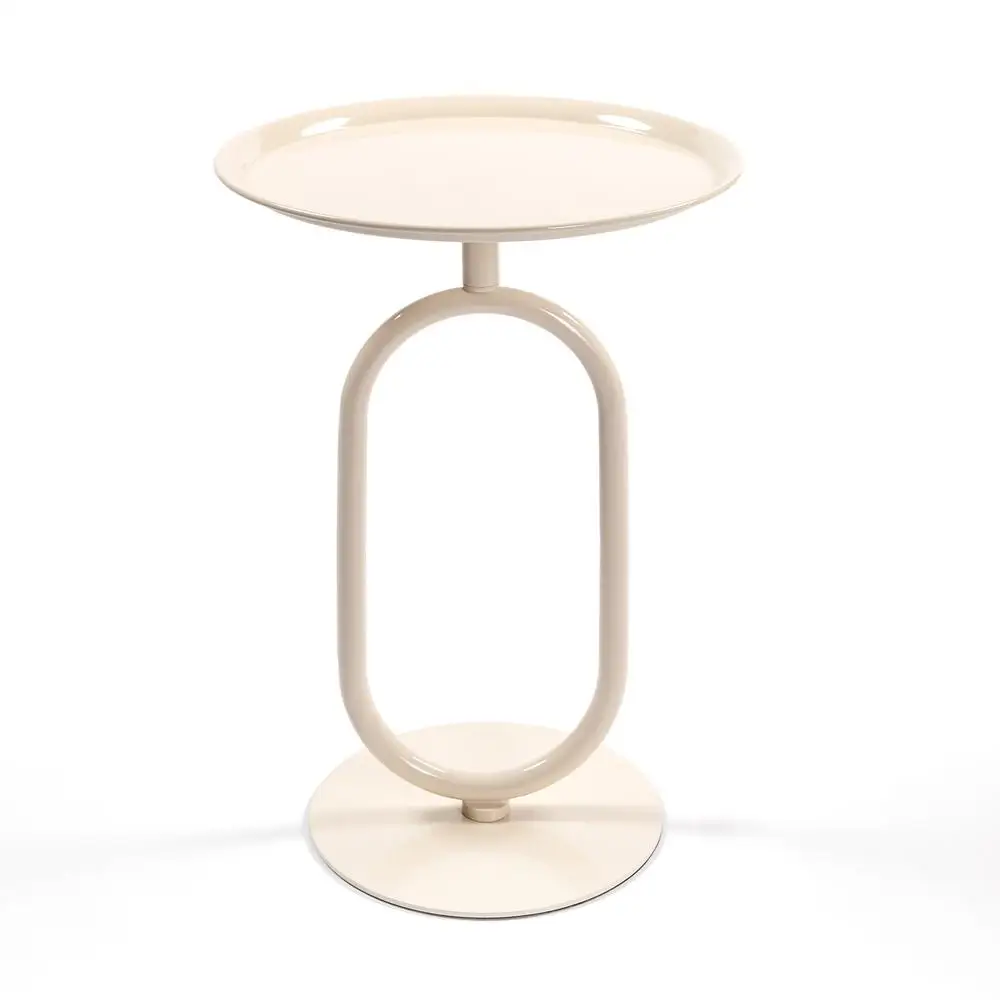 

Lantern Metal End Table 24'' Height Small Round Side Table Modern Cocktail Accent Table for Living Room Small Spaces