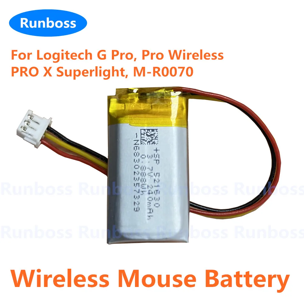 New 240mAh Wireless Mouse Battery 533-000151,AHB521630PJT-04 for Logitech G Pro, Pro Wireless, PRO X Superlight, M-R0070, G502