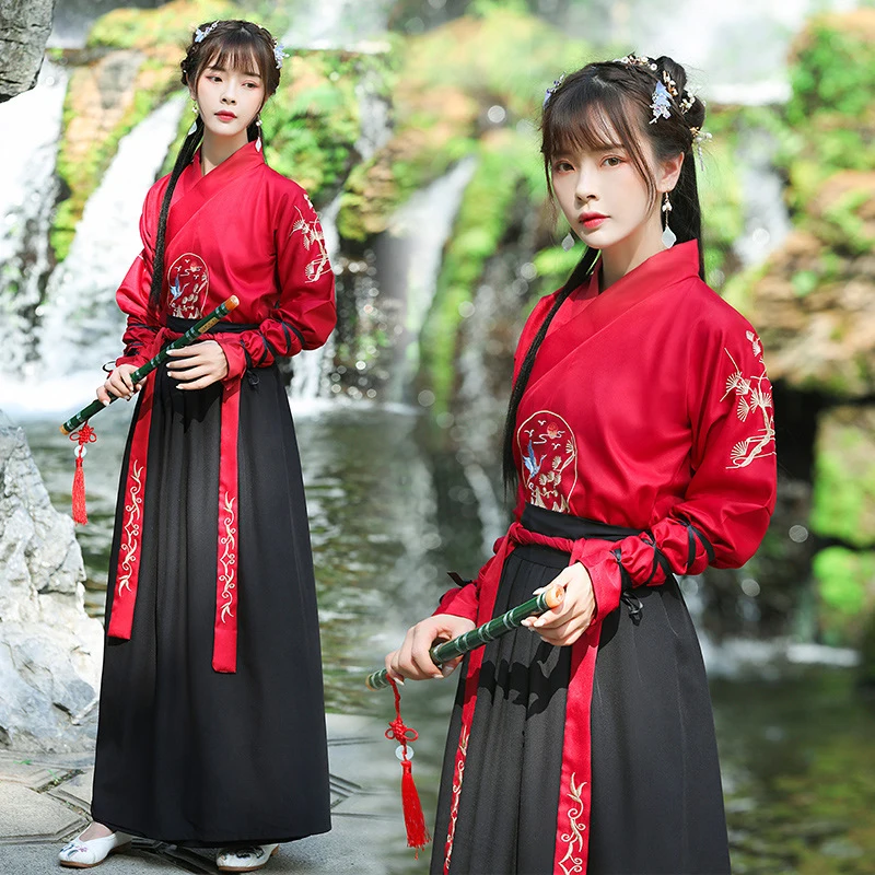 Ming Dynasty Hanfu Men Improved Chinese Style Ancient Traditional Dress Unisex Adult Female Male Wuxia Cosplay Costume Female