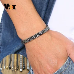 Vnox Retro Link Chain Bracelets for Men Double Overlap Interlocked Curb Chain Stainless Steel Punk Cubic Chain Male Jewelry