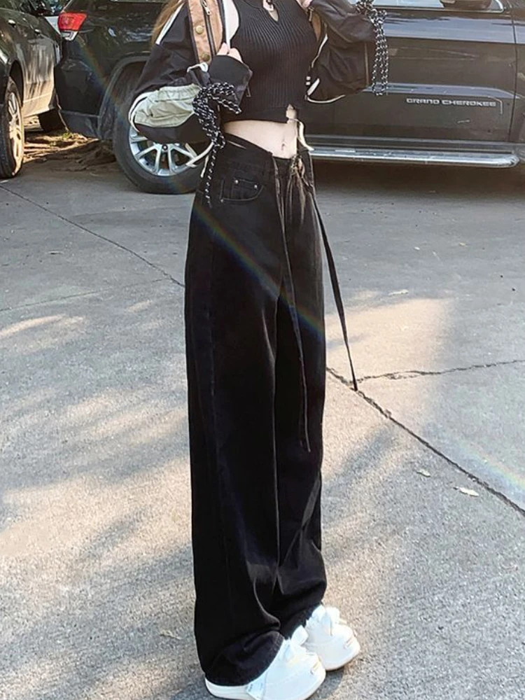 Jeans Women Classic Leisure All-match Students Lace-up Streetwear Fashion Design Spring Casual Simple Ullzang Ins Chic Holiday