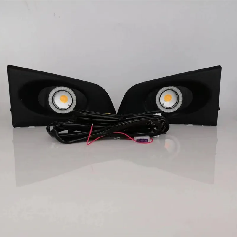 LED Fog Lights Assembly For Honda Jazz Fit GE6 GE8 2008 2009 2010    Front Bumper Fog lamp Replacement Angel Eye Daylight Kits