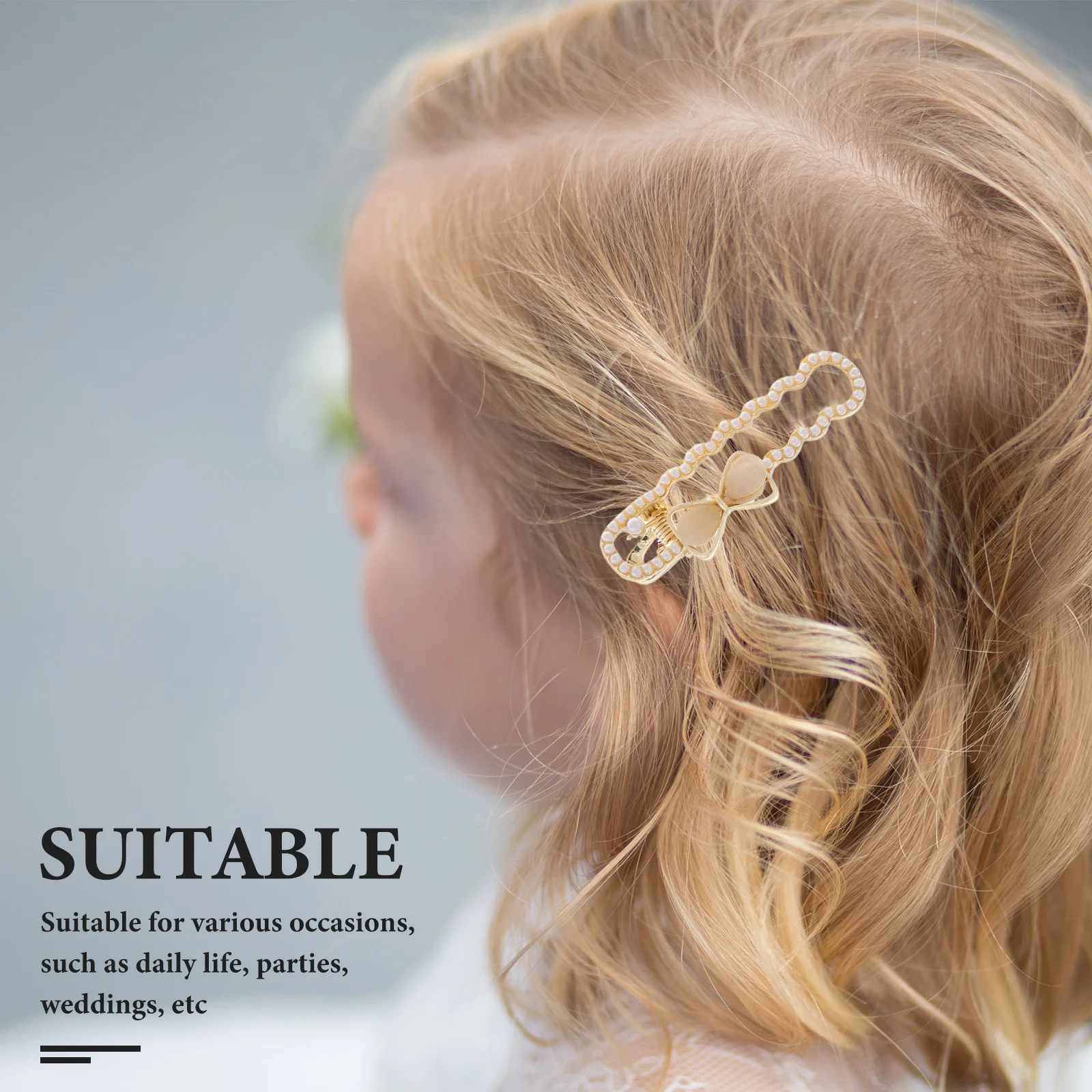 

2Pcs Duckbill Hair Clip Bow Streamers Rhinestone Pearl Women Accessories Long Hair Pins Party Wedding Everyday Use Secure Grip