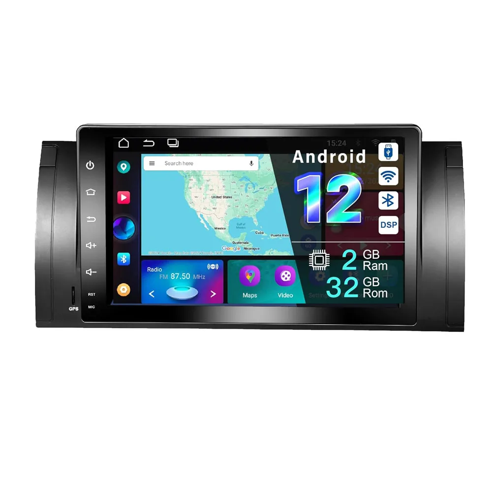 AMASE AUDIO Android 12 samochodowe Stereo, bezprzewodowy Carplay Android Auto, DSP +, 9 Cal jednostka kompatybilna dla BMW E39 5 serii 1995-2002