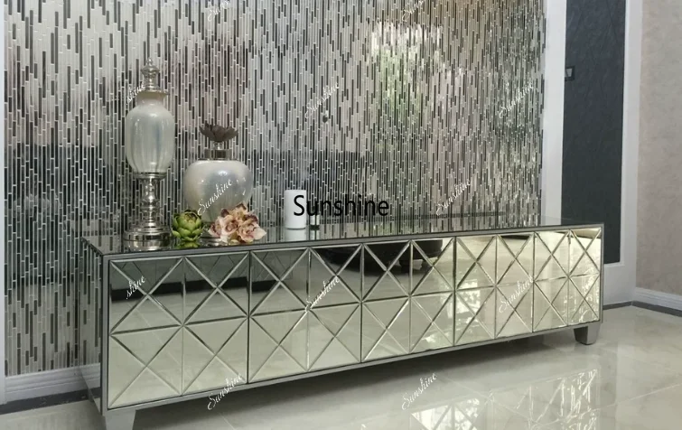 European mirror TV cabinet, simple modern living room furniture
