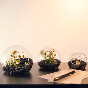 نصف دائري زجاج إناء معلق على الجدار زهرة النبات الزراعة المائية terrarium حوض السمك الحاوية ديكور المنزل أفضل 6 مزهريات حائط خارجي للمبيعات - رقم 4