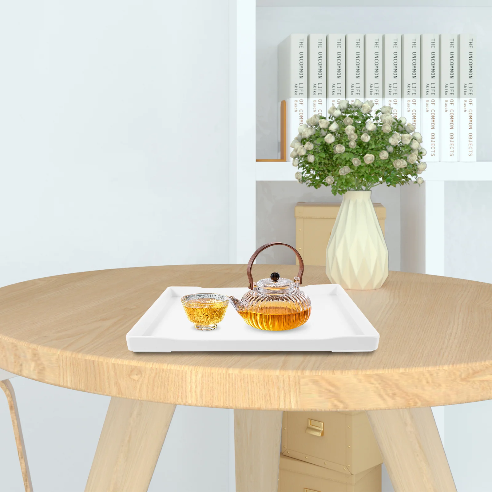 

Rectangular Serving Tray Exquisite Workmanship Elegant Grain Tea Sets Cups Decorative Plate Modern Style Home Restaurant Hotel