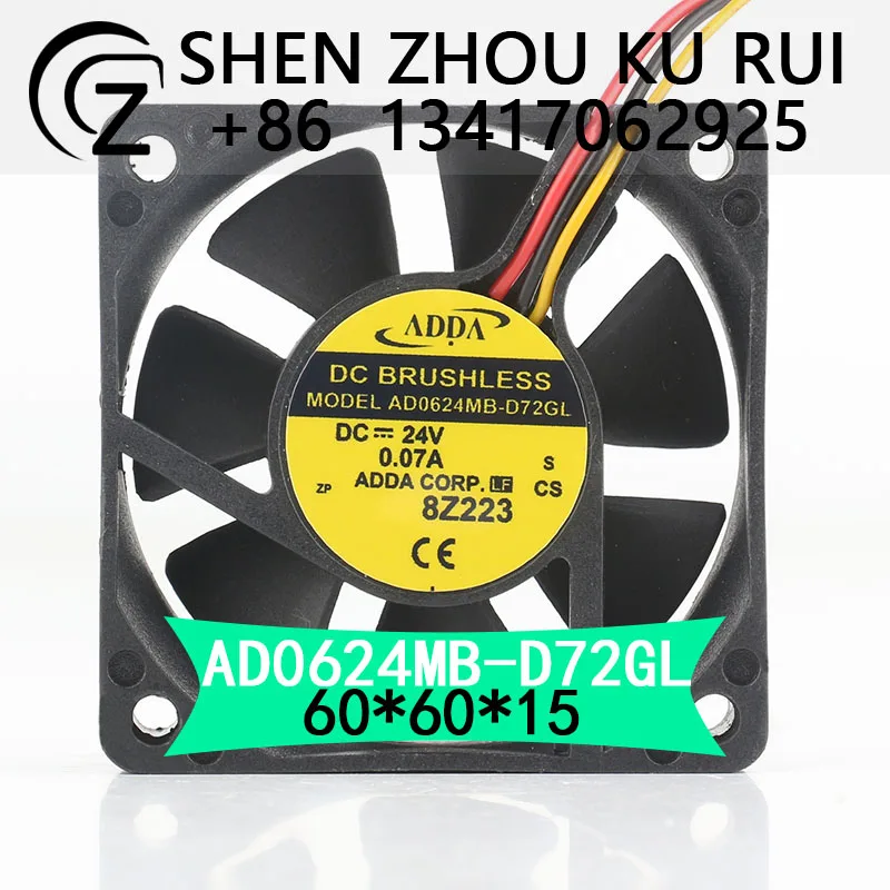 

New original Taiwan ADDA Xie Xi DC24V 0.07A AC EC 6015 60X60X15MM 6CM 3-wire inverter ball bearing AD0624MB-D72GL coolingfan