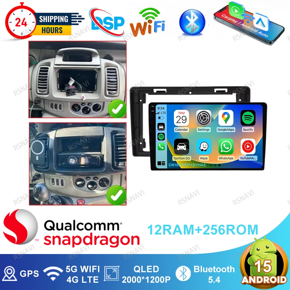 

Android 15 Car Radio For Renault Trafic 2 For Opel Vivaro For Nissan Primastar 2006 - 2014 Stereo Autoradio Multimedia DVD DSP