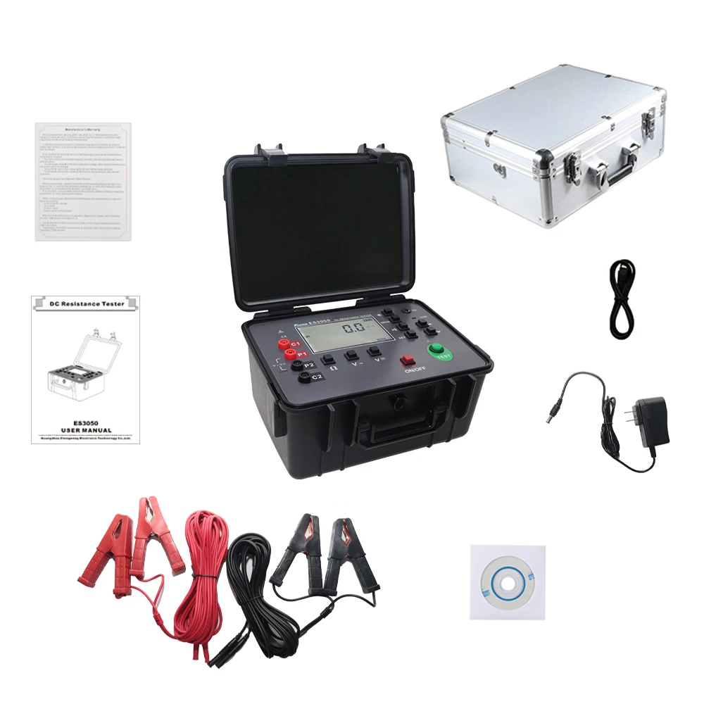 ES3050 Micro Ohmmeter 0.001ohm~30kohm DC Resistance Meter  Equipotential Resistance Tester