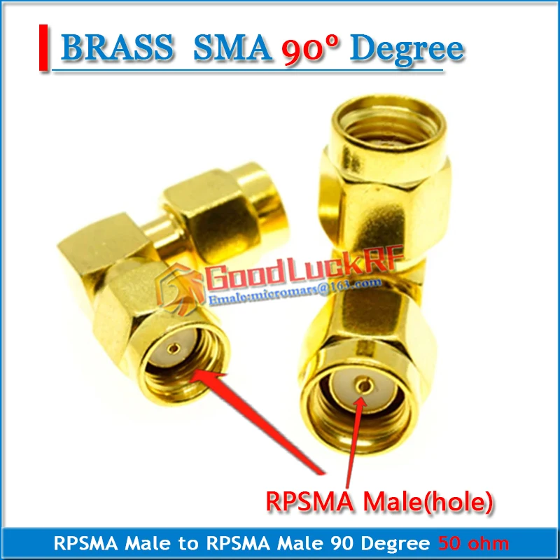

RPSMA RP-SMA RP SMA SMA Male to RPSMA Male Right Angle 90 Degree Type L Gold SMA Male to RPSMA Male RF Connector Adapter