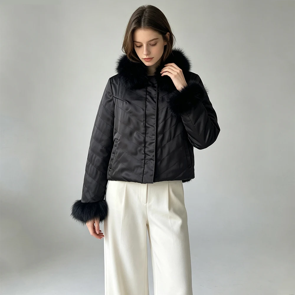 Jaxmonoy Real Fox Fur Coat for Women Reversible Wear Fluffy Winter Coat Female New Arrival Natural Rabbit Fur Coat High Quality
