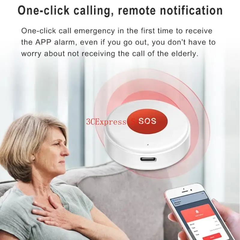 ปุ่มฉุกเฉินที่บ้านความปลอดภัยปุ่ม WiFi SOS สำหรับผู้สูงอายุและการตรวจสอบเด็ก