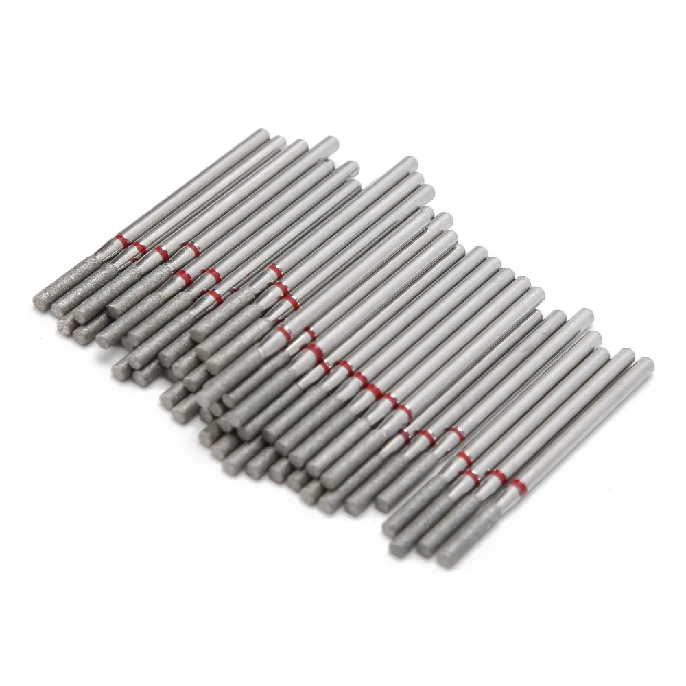 50pcs Flat Head Flat Head Nail Drill Bits Cuticle Clean F-3.3mm Nail Sanding Heads Dead Skin Removal F2-2.35mm