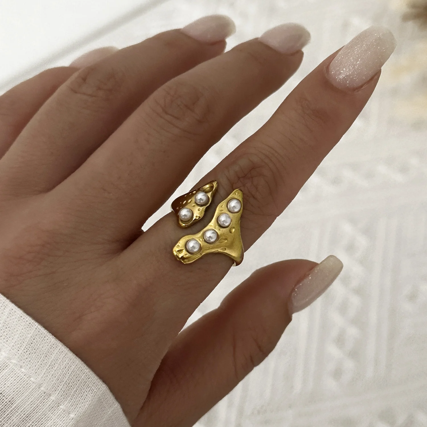 Women's Retro Gold Plated Evil Eye Stackable Ring, Trendy