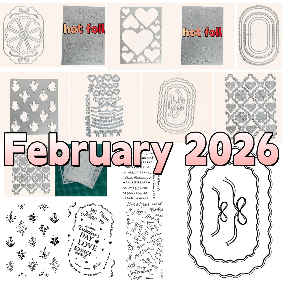 

Valentine's Day 2026 Bitty Blooming Hearts Metal Cutting Dies Stencil Clear Stamps for DIY Making Card Scrapbook Decoration