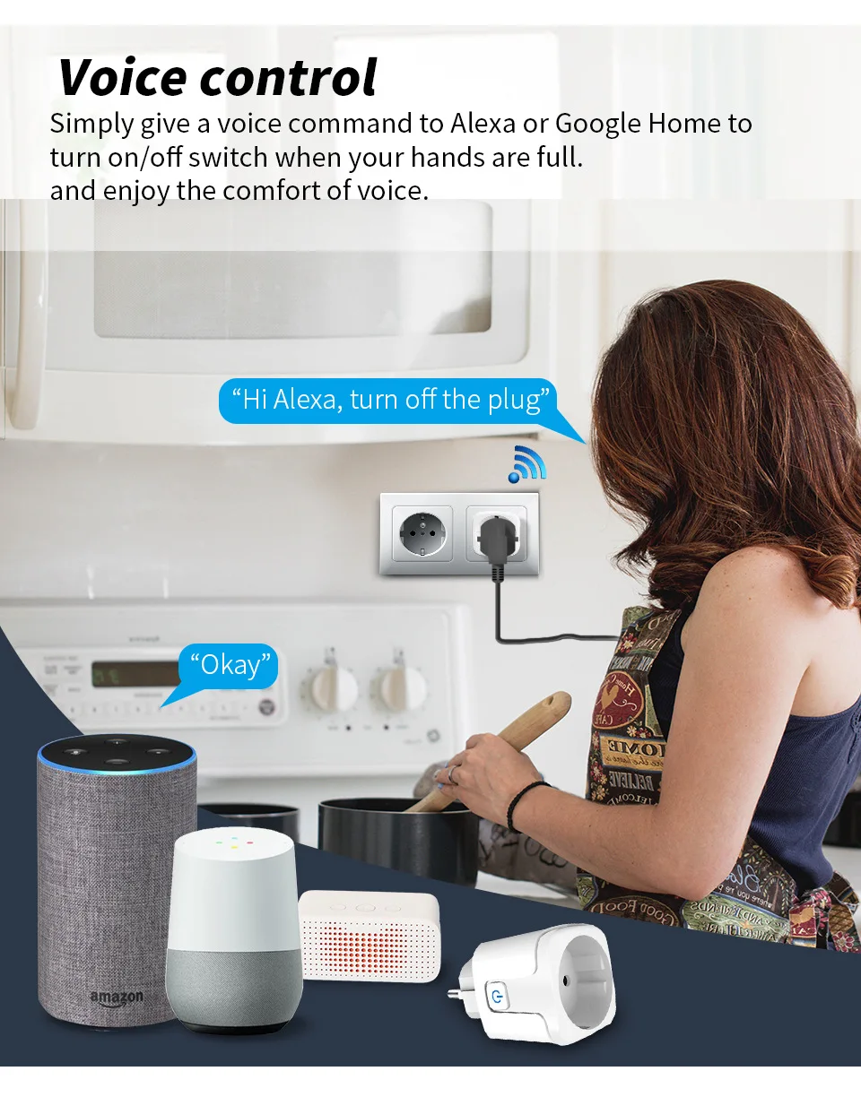 CozyLife WiFi Smart Plug EU Standard 16A Smart Home Outlet Socket Power Monitor Timing Control Works with Alexa Google Home