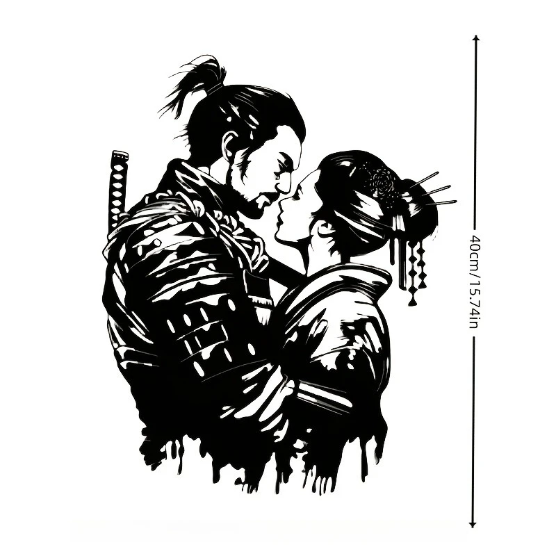 CIFBUY Iron Wall Art Samurai Geisha Metal Sign Japanese Decor For Indoor Outdoor Living Room Bedroom Office Elegant Home Decorat