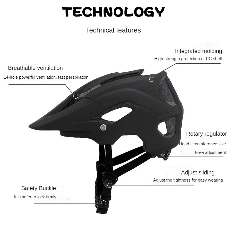 Mountain bike helmet, cycling sport safety helmet, integrated men's and women's light off-road half helmet