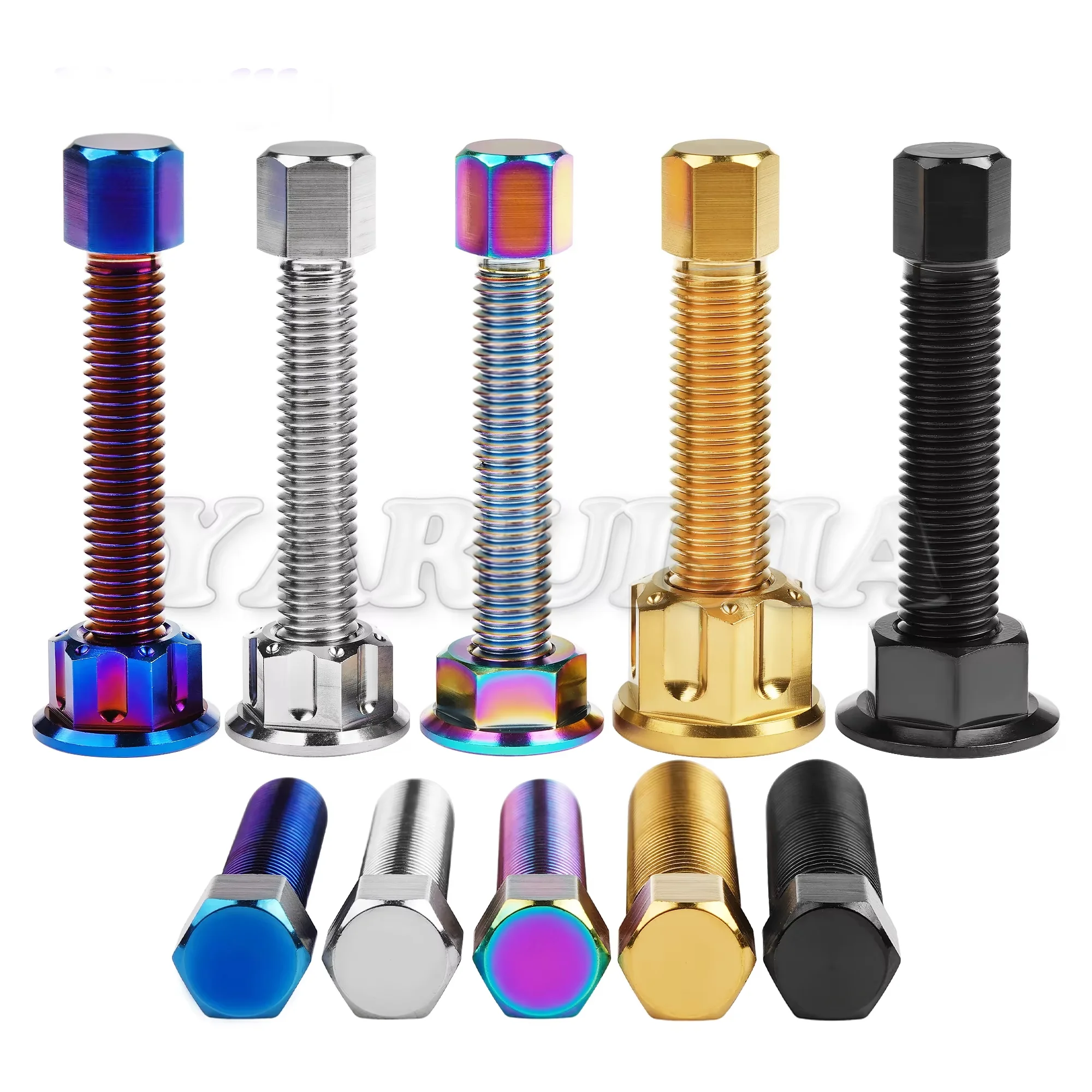 Yaruijia Titanium Bolt M8/M10x47mm Motorcycle Chain Adjuster Rear Axle Bolt Sprocket Locking Screws for KAWASAKI SUZUKI YAMAHA
