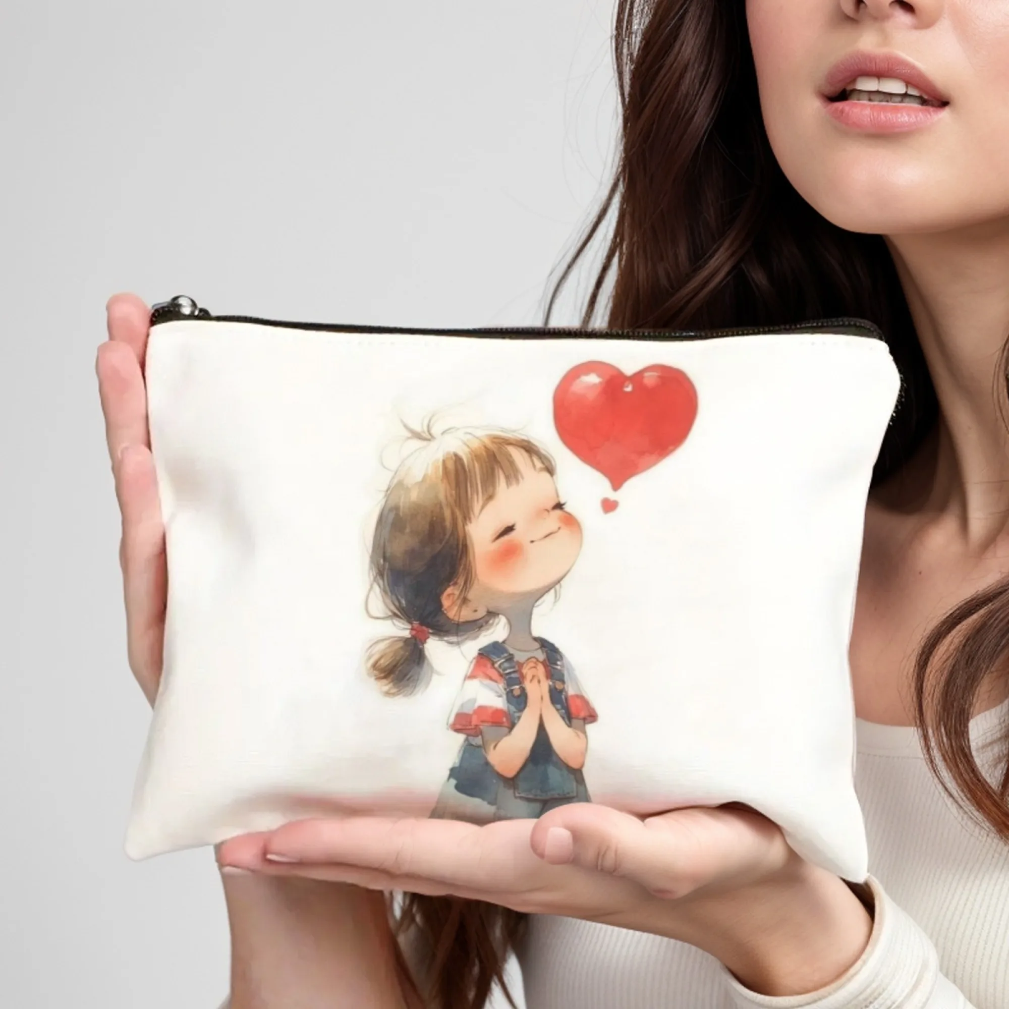 

Lovely Girl Printing Makeup Bag Women's Travel Neceser Toiletry Organizer Pouch Female Canvas Zipper Cosmetic Bags Wallet