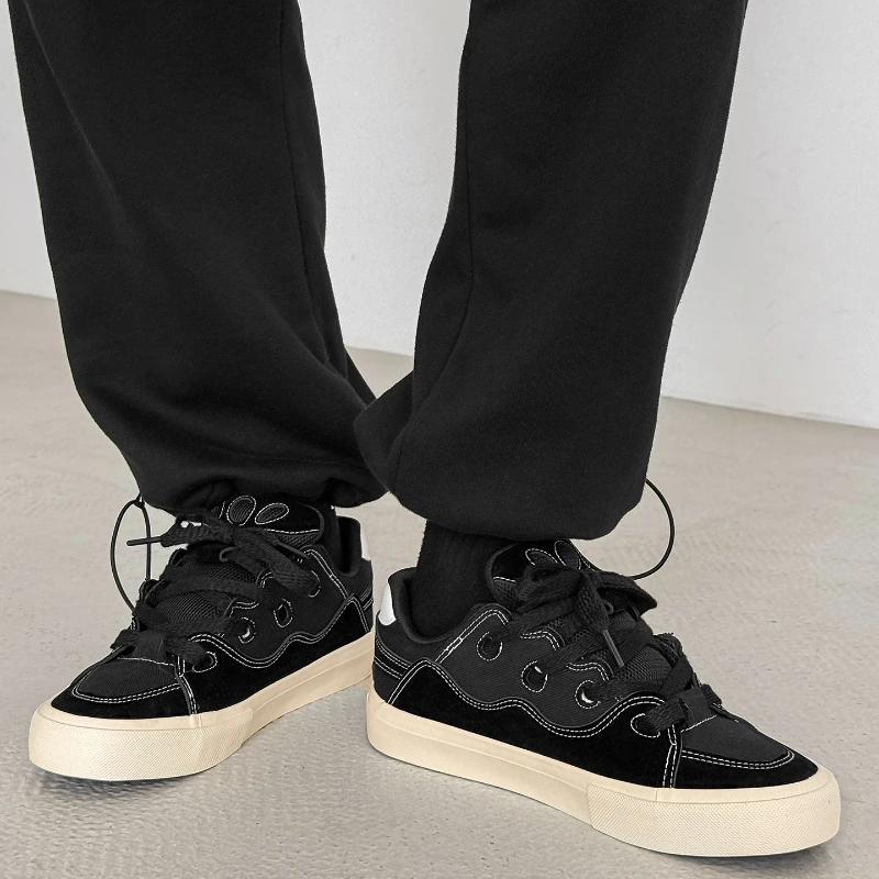 

Men's Multi-color Patterned Platform Low-top Round-toe Stylish Large-size Outdoor Lace-up New-style Vulcanized Casual Shoes