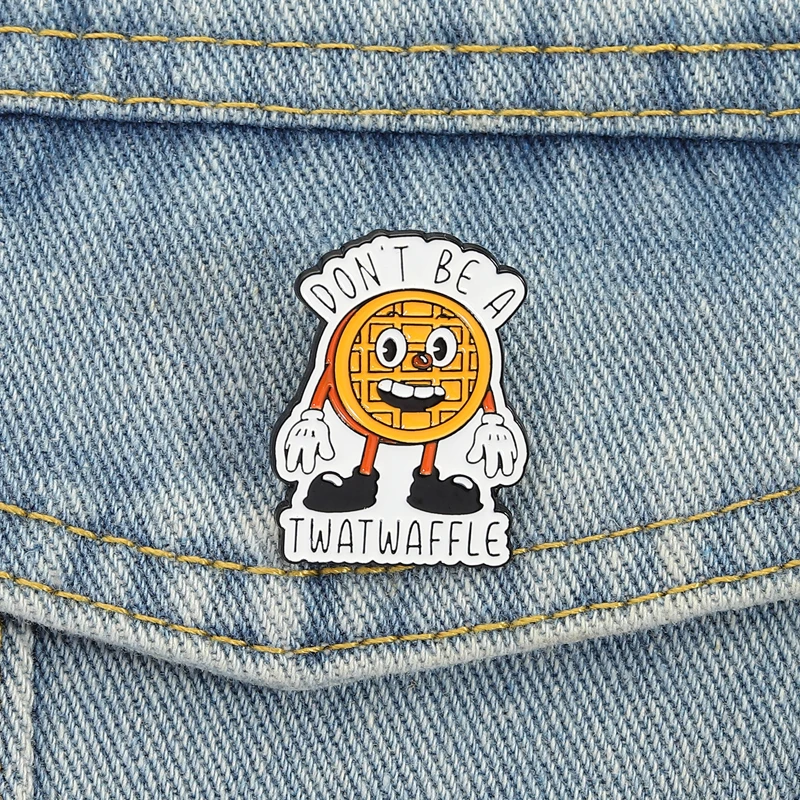 Emaille-Anstecknadeln „Don't Be A Twatwaffle“, Vintage-Waffel-Zitat, Broschen, Anstecknadeln, lustige Wortspiele, Schmuck, Geschenk für Freunde