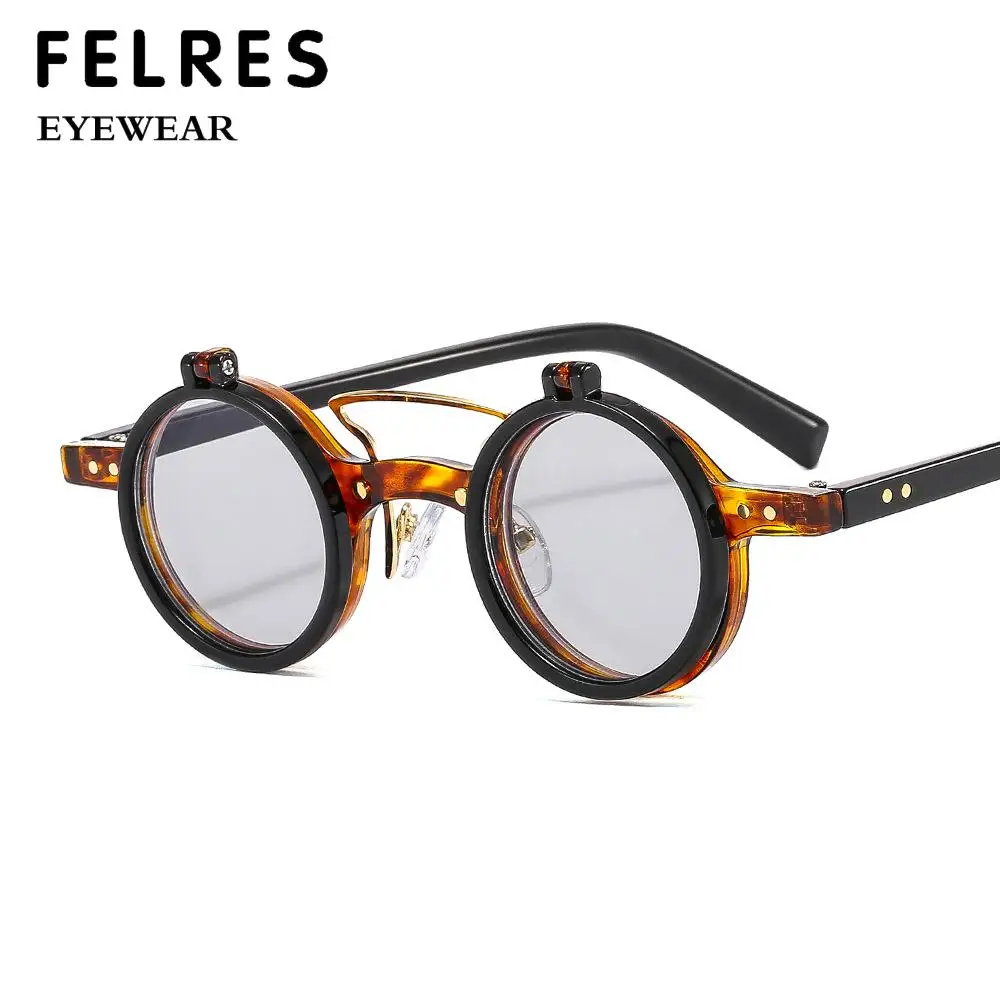 Round Clear Anti Blue Light Reading Glasses Men Women Vintage Finished Prescription Eyeglasses Flip Up Outdoor Shade Sun Eyewear