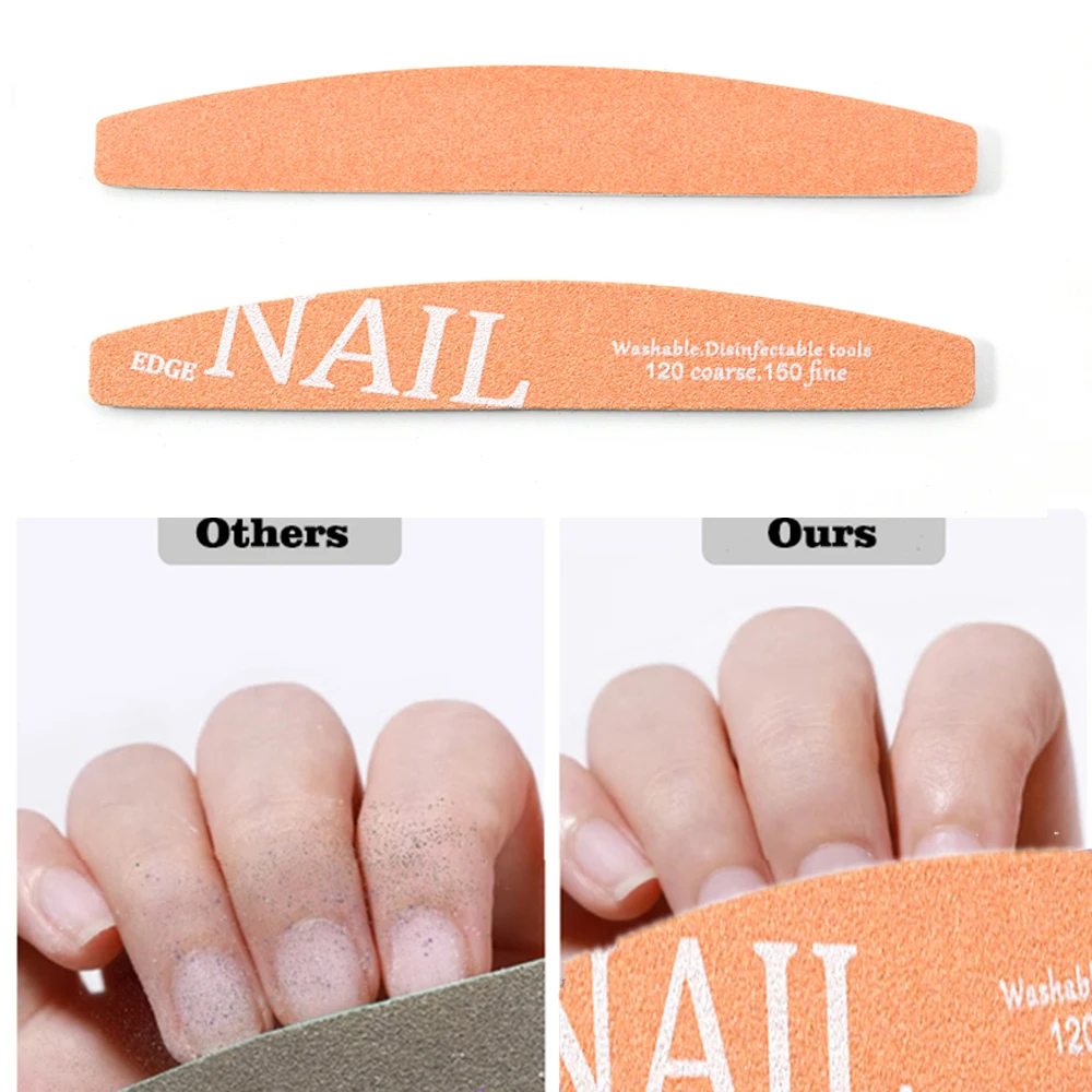 5/10/25 قطعة قابل للغسل المهنية ملفات الأظافر نصف القمر 120/150 حصى الصنفرة مجلس الرملي UV جل مانيكير الملفات أدوات #6