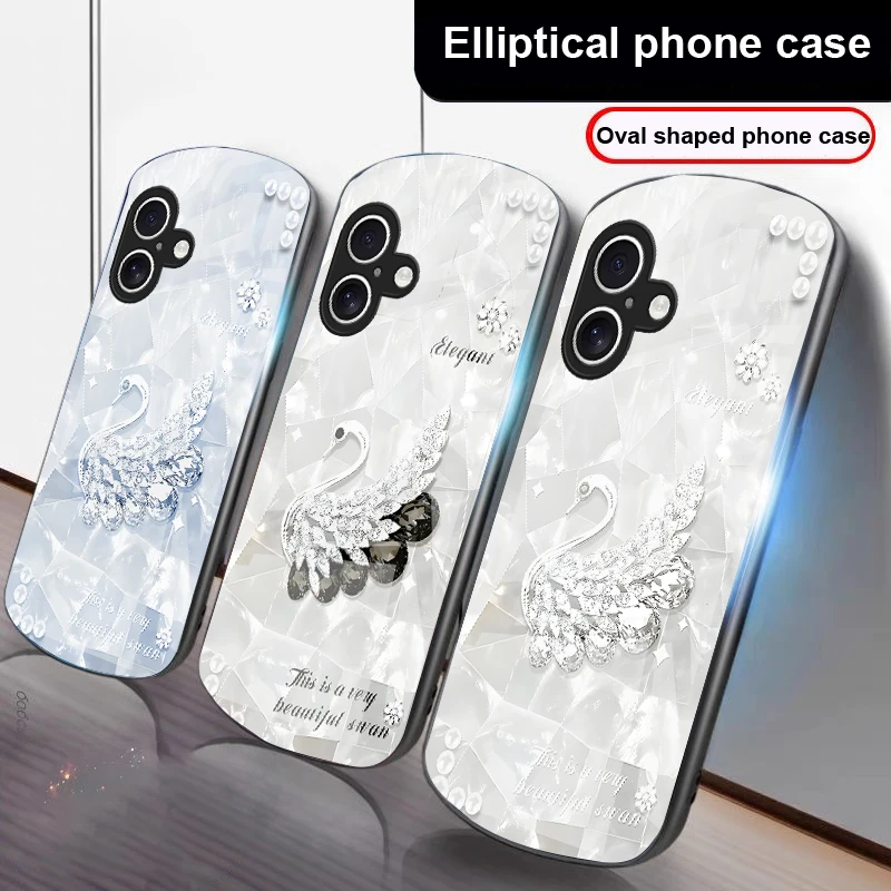 

A twinkling little pearl For iPhone 17 16 15 14 13 Plus 12 mini 11 Pro Max XR Xs Max X 7 8 6S 22 20 Elliptical glass phone case