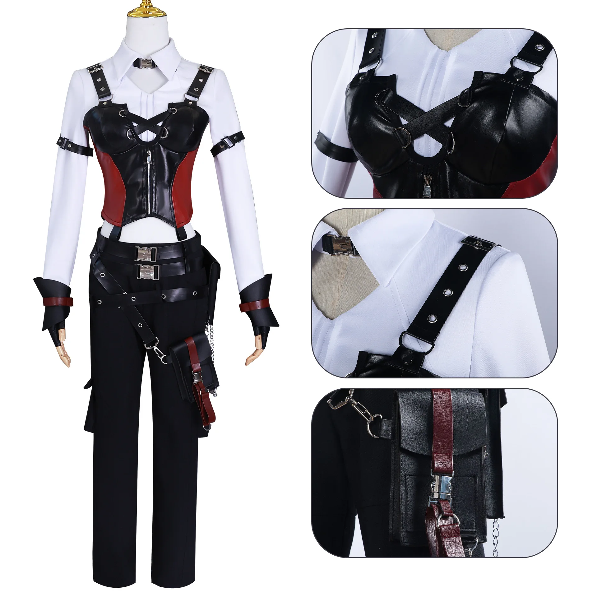 Disfraz de Miss Hunter para mujer, traje de Cosplay, Top, pantalón, abrigo, guantes, uniforme de juego guapo