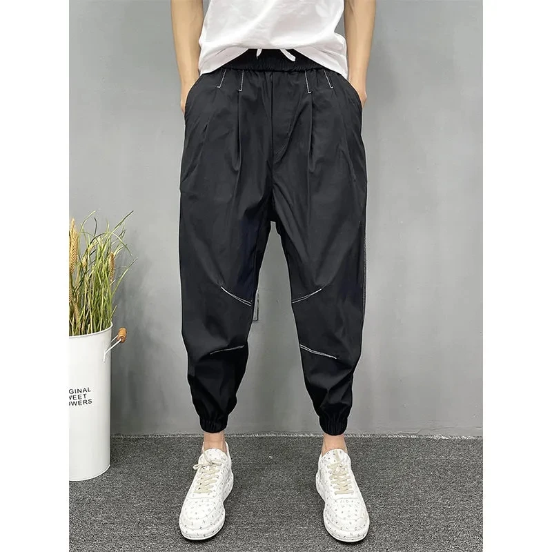 

Men Clothing Spring Summer New Pants Men's Korean Fashion All-match Baggy Haren Pants Nine Points Pants Casual Pants Ropa Homme