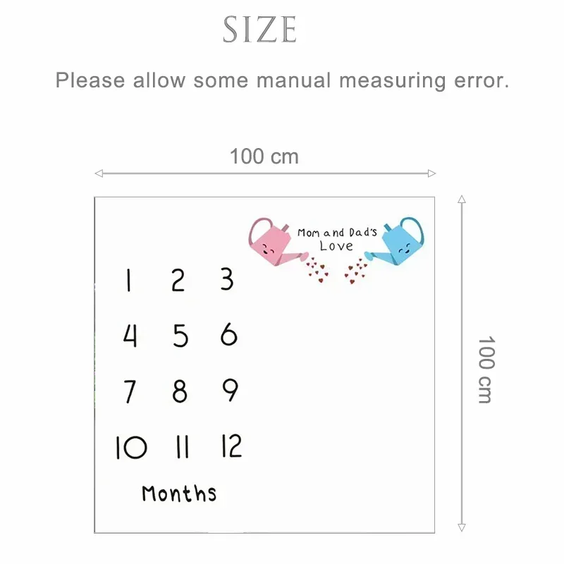 Newborn Photograph Background Cloth Baby Monthly Growth Milestone Blanket Cartoon Creative Numbers Newborn Photography Props