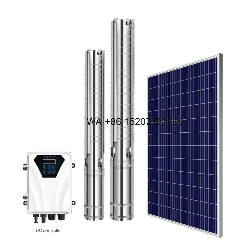 Wmwmnu 24V 300W Solar Water Pump 4m3/h 35M Head 3 Inch Deep Well Submersible Pump for Agriculture Irrigation