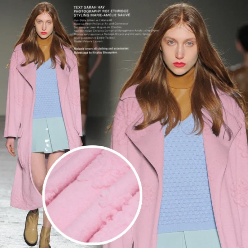 

Wool Fabric Pink Cashmere Fluffy Texture Material Autumn Winter Ladies Coat Dress Fabrics Brand Fashion Design Wholesale Cloth