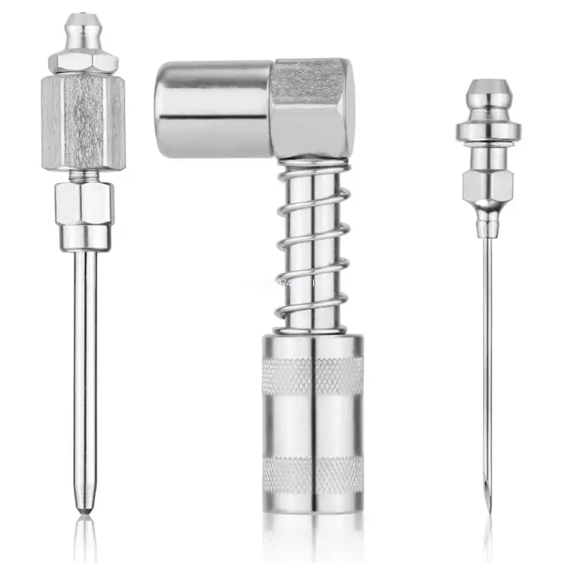 Lubrication Needle Nozzle & Dispenser 90 Degree Metal Grease Coupler Dropship