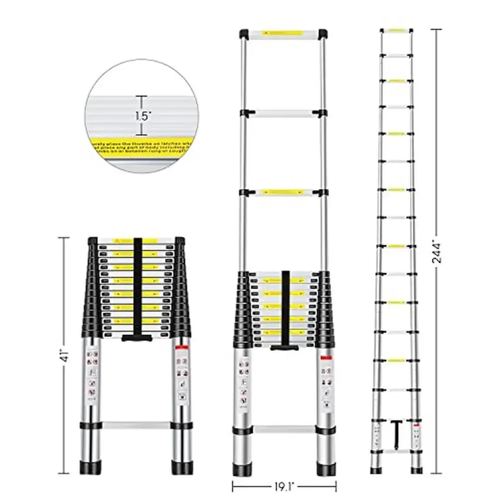 Telescoping Aluminum Extension Ladder 20.3FT with Non-Slip Rubber Portable & Safe Locking Mechanism Home Maintenance & DIY