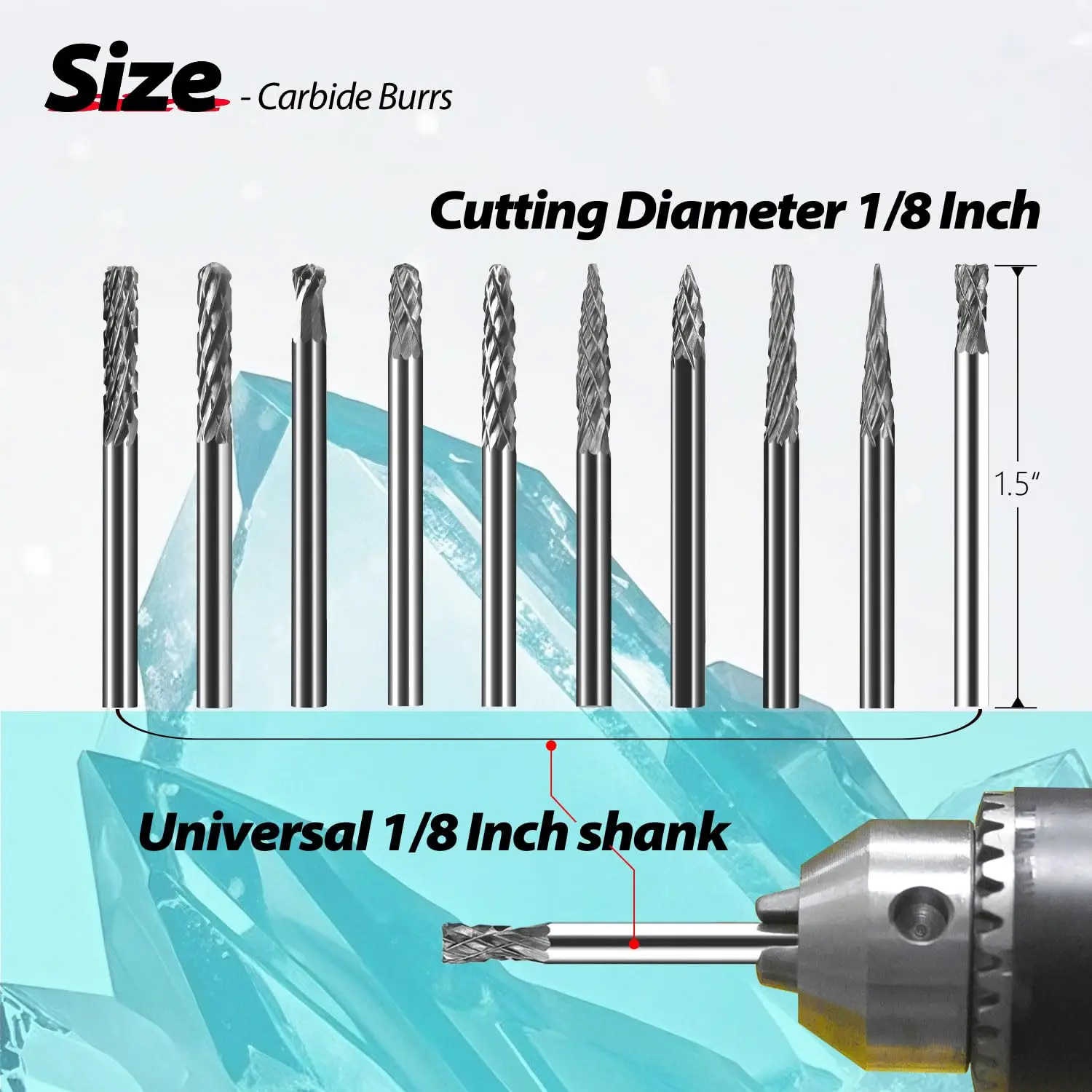 

40pcs Drill Bit 1/8 Inch Shank Double-cut Rotary File Power Tools Replacement For Drilling Grinding Carbide Diamond Drill Bits