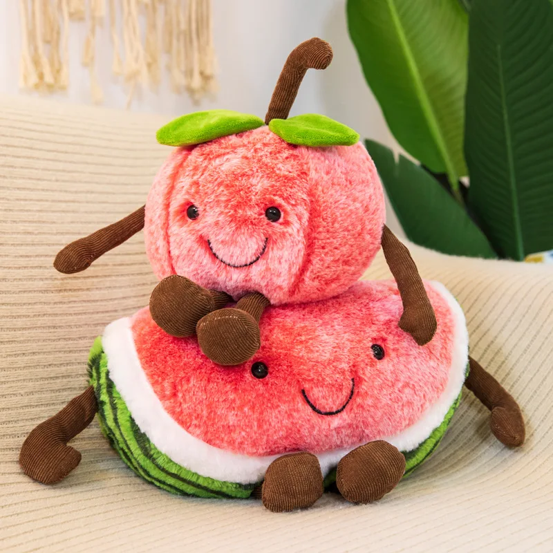 Watermelon Plush Toy Cute Sleeping Pillow Cherry Plush Doll Fruit Series Soothing Sleep Plush Doll Children's Surprise Gift