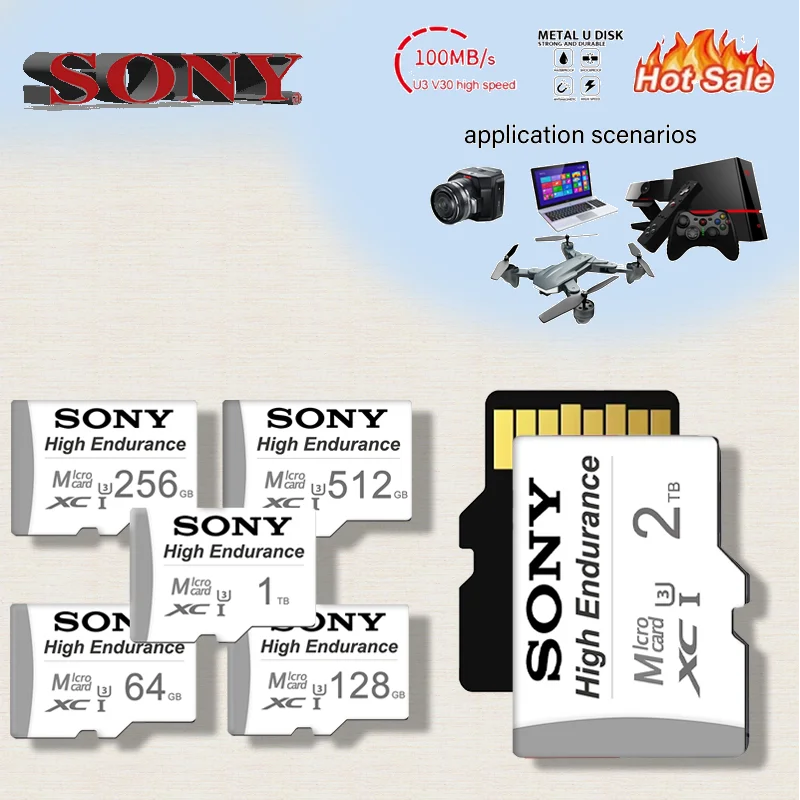 

SONY High-Speed TF SD Card 64GB/128GB/512GB/1TB/2TB Mini Memory Card for Phones PC Surveillance Cams Drones