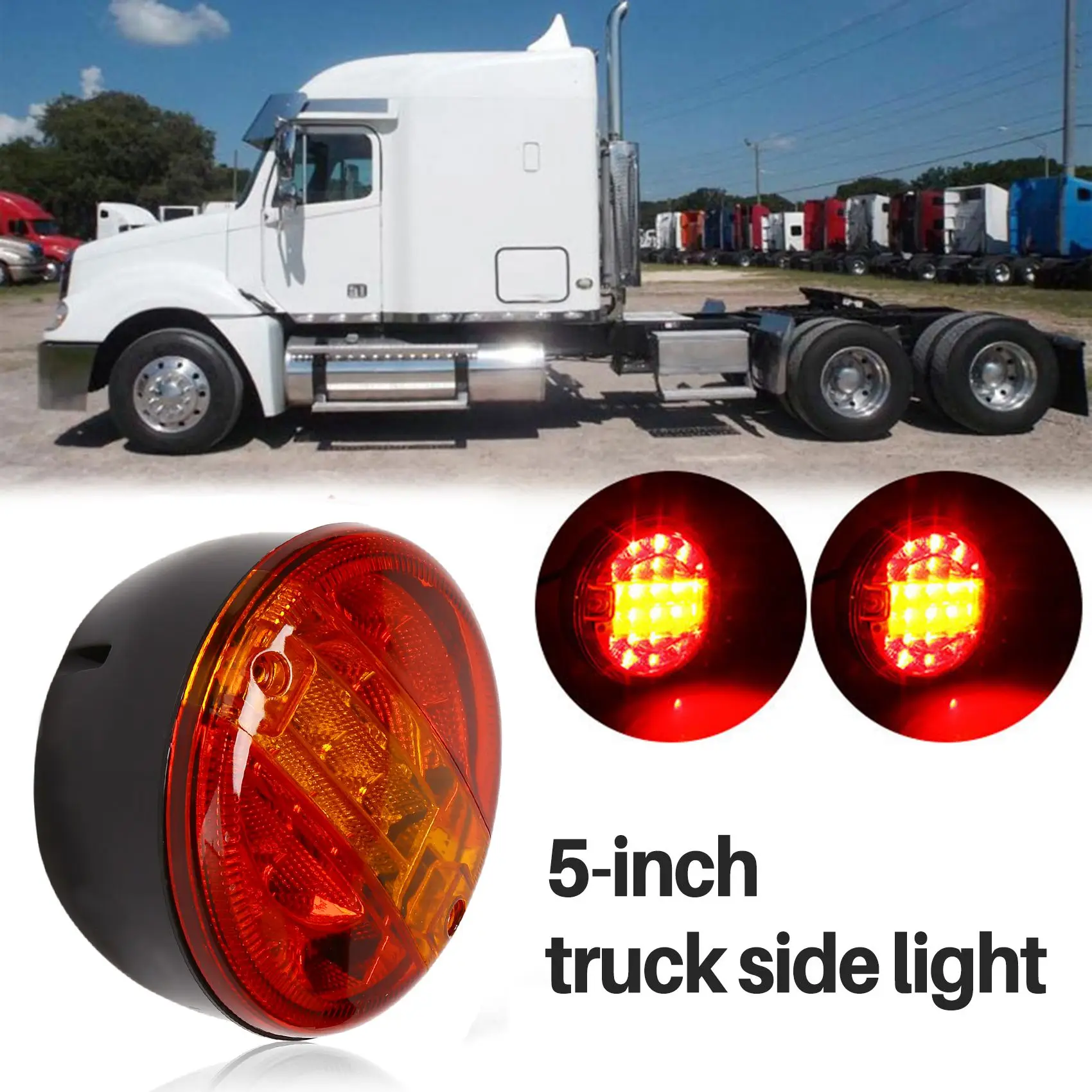 2X 5 Inch Led Round Hamburger Tail Lamp Led Trailer Tail Light for Lorry Truck Car Van Trailer