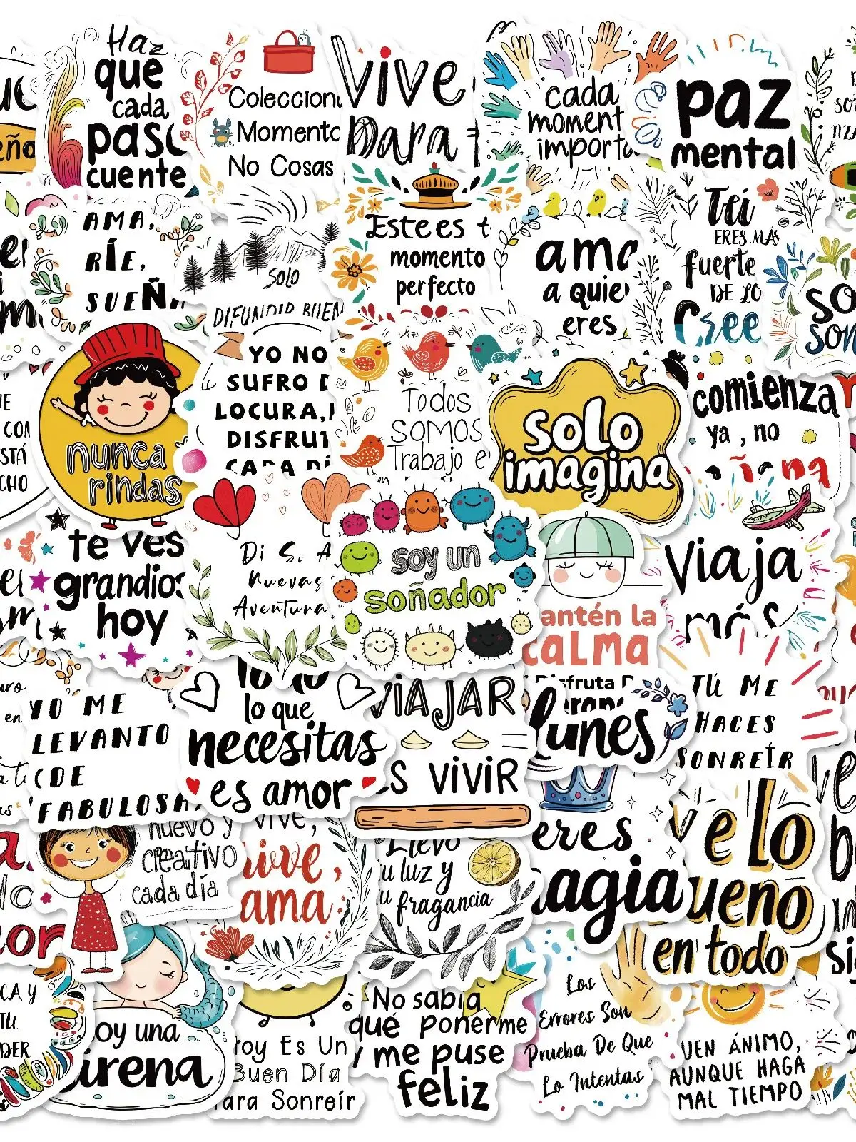 AliExpress 10/50PCS Inspirational Short Sentences Stickers Spanish Graffiti DIY Cartoon Toy Decoration Laptop Guitar Car Bike Skateboard