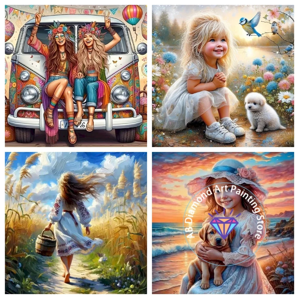 

Portrait Beauty Car AB Diamond Painting Kit Square Round Diamond 5D DIY Mosaic Handmade Art Adult Exquisite Gift Home Decor