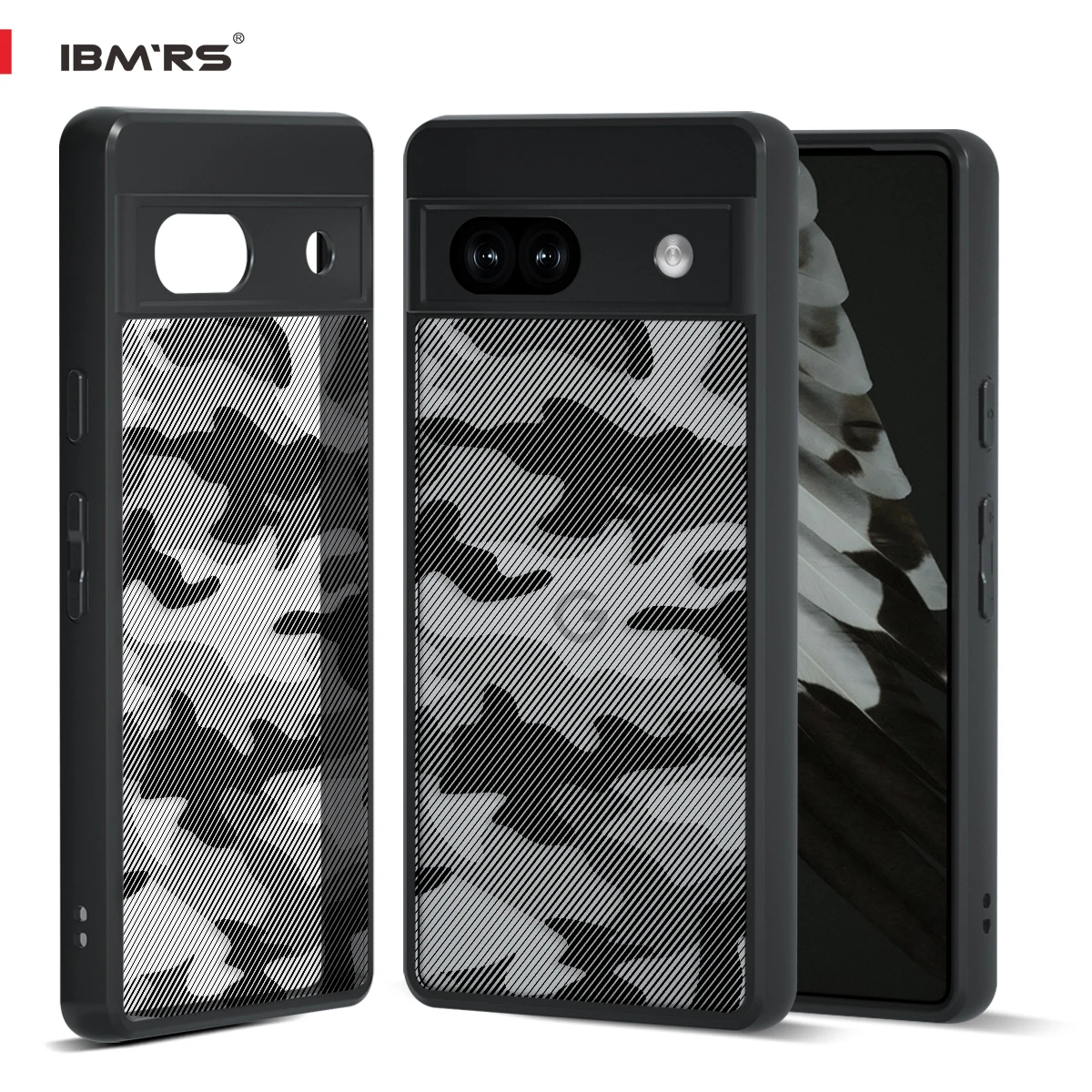 

IBMRS for Google Pixel 7a Case ,Camouflage PC Hard Back Soft edges Airbag Shockproof Transparent matte Back Cover Phone Case